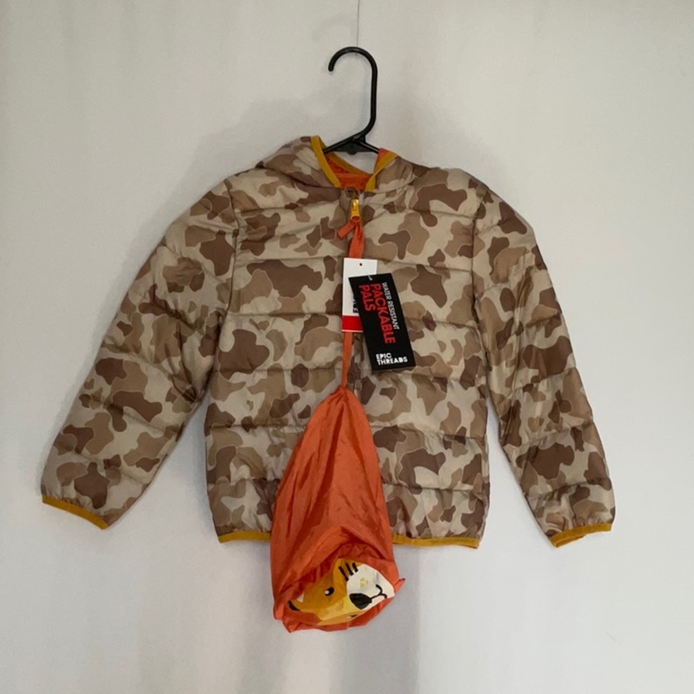 Epic Threads Jacket Puffer Coat‎ Toddler Boys Camo Brown Size 4